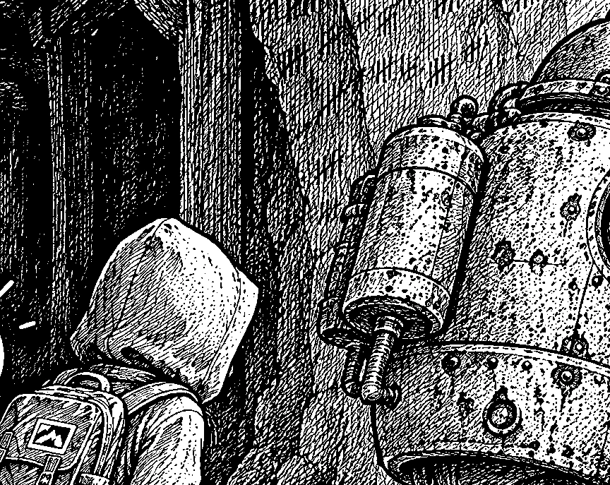 The same detail after print preparation, in crisp black and white